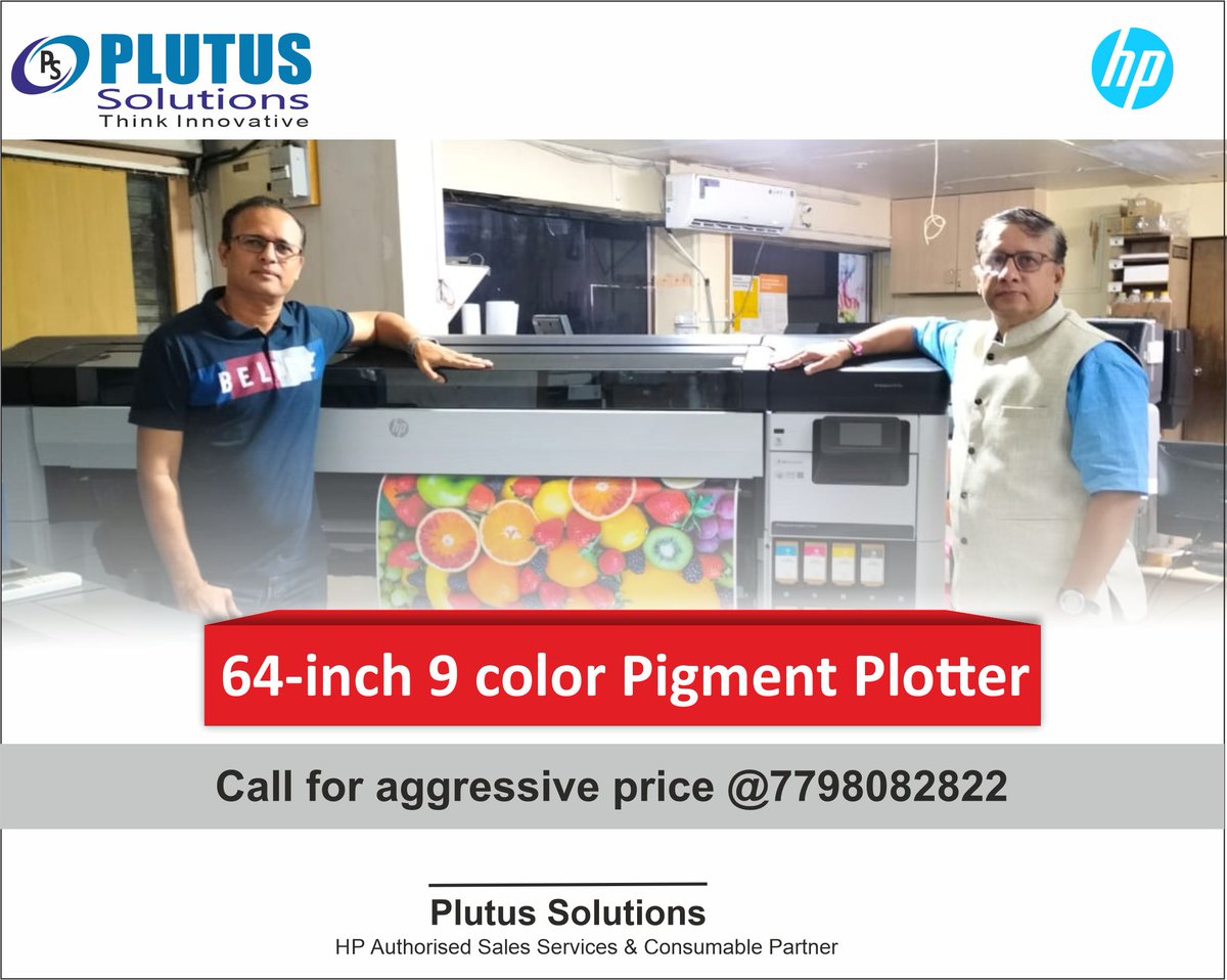 PlutusSolution's tweet image. 64-Inch 9 color pigment plotter installation done successfully at Prayash Copiers Pune.
#hpdesignjetprinter #Colorplotter #HPPrinter #HPinkjetPrinter #HPLargeFormatPrinter #Photographyprints #FlexPrinting #Banner #Poster