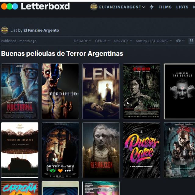 Acá les dejo la lista de Lettebox de la mejores películas de TERROR argentinas. Compartanlo así la gente se entera de que existen.

letterboxd.com/elfanzineargen…