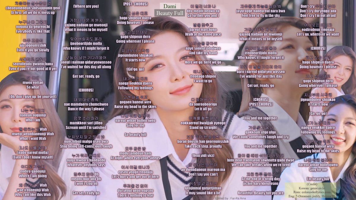 missfarraaina2's tweet photo. Dreamcatcher editted lyrics (12) :

35. Jiu - Cherry (Real Miracle)
36. Gahyeon - Playground 
37. Dami - Beauty Full 
38. Siyeon - Entrancing (황홀경) (极夜)

#드림캐쳐 #Dreamcatcher #지유 #Cherry #Real_Miracle #가현 #Playground #다미 #Beauty_Full #시연 #황홀경 #极夜 https://t.co/9XgXHSLXcY