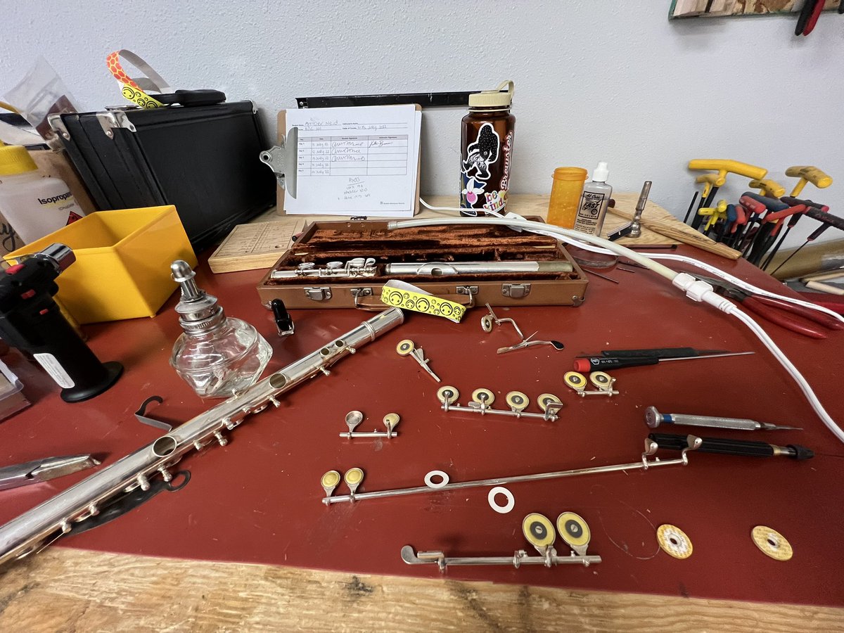 msneidmusic's tweet photo. Just wrapped up a week in Colorado at CIOMIT learning some basics to repair instruments! A total necessity living in India where we don’t have repair techs nearby. #musiced #banddirectors #instrumentrepair #asbindia #asbms #asbhs https://t.co/rIRCct2aRv