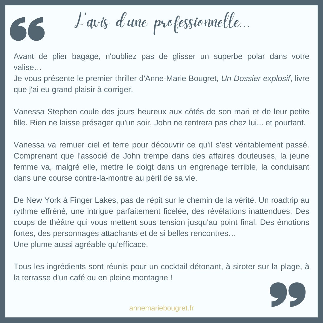 AnneBougret's tweet photo. Voici une petite pépite de bonheur, comparable à un booster d'humeur sans égal, que je partage avec vous !
>> https://t.co/oQZAW62sVt
#chronique #chroniquelitteraire #avislivresque #monavis #sortielivresque #sortielitteraire #romanfrançais #romansuspense #kdpamazon https://t.co/9RuGYwPfJR
