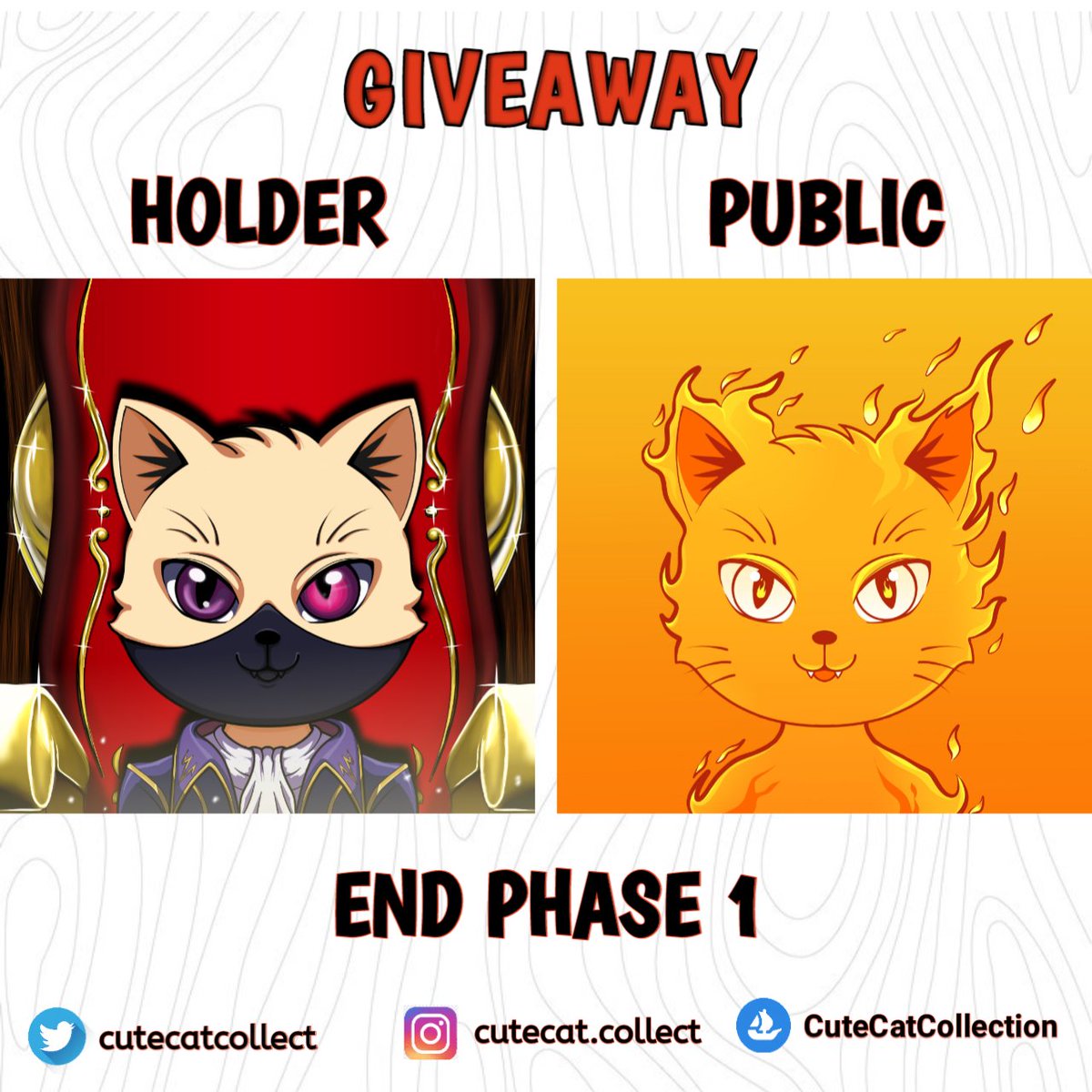 GIVEAWAY TIME🐱🎊
Get a chance to win 1 FREE NFT for 2 people(Holder &amp; Public)

How to participate?
Holder? No rule
Public?
1. Follow us on twitter
2. Like &amp; Retweet
3. tag your 3 active friends.

This giveaway over in 24 hour from now

#nft #NFTCommunity #Giveaway #NFTCollection