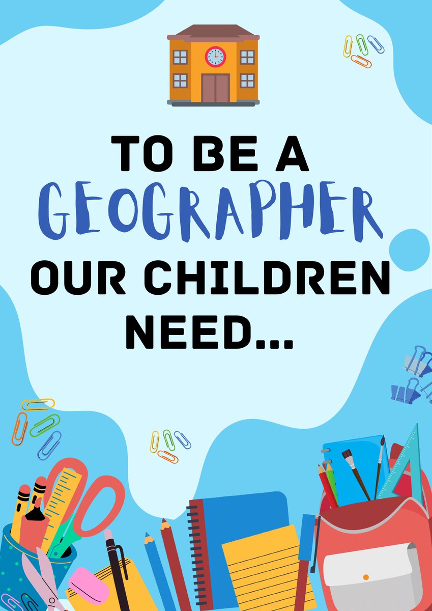 Calling all secondary and primary geography teachers and leaders. 

What key skills do our children need in school to be a geographer?
Comment your views below. 

Please share and tag!
#geography #keyskills #curriculum 

<a href="/lizbarratt/">liz barratt</a> @ClaireTransform