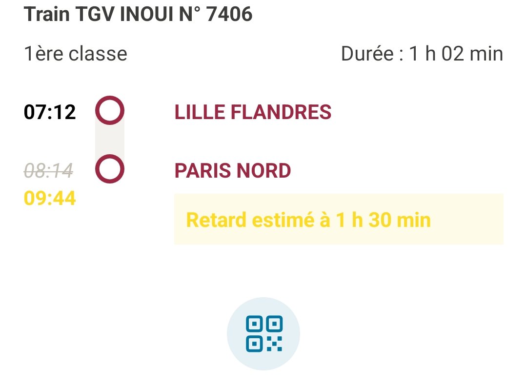 PierrePebay's tweet photo. @sncf, la spirale infernale s'enclenche : le TGV est annoncé avec 40 mins de retard, mais dans l'application on a au même moment ceci : 1h30 https://t.co/2SLUkBjiAO
