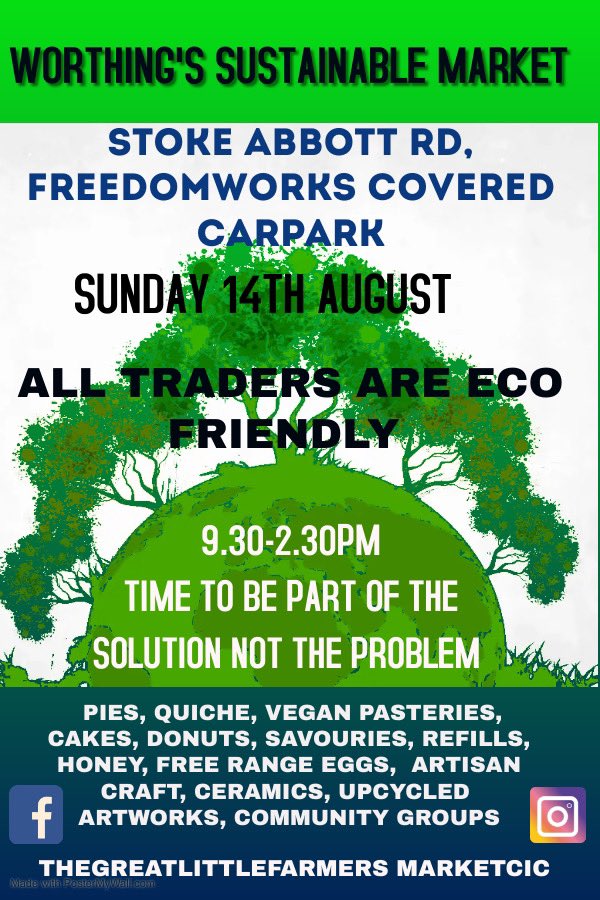 FarmersMkt_BN12's tweet photo. Calling locals, young & old, to join us at our next #worthingsustainablemarket Less plastic, less waste, more community, more small businesses for a thriving, local, sustainable economy!
#worthing #SupportLocal #worthingstuff https://t.co/6IO5nnrctS