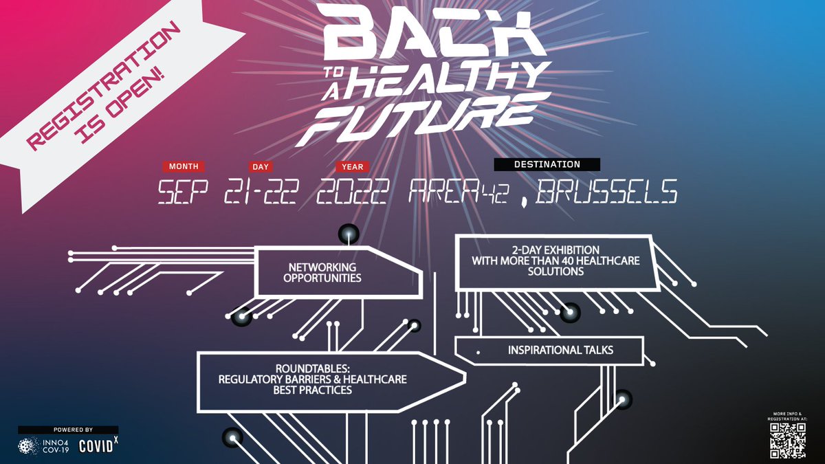 TheCovidX's tweet photo. And the comeback starts now! Register with other healthcare leaders for #BackToAHealthyFutureEvent.
➡️Hosts: @TheCovidX & @inno4cov19
🗓️21-22.09.2022; Area42, Brussels. https://t.co/ZQ0qtqSzM6