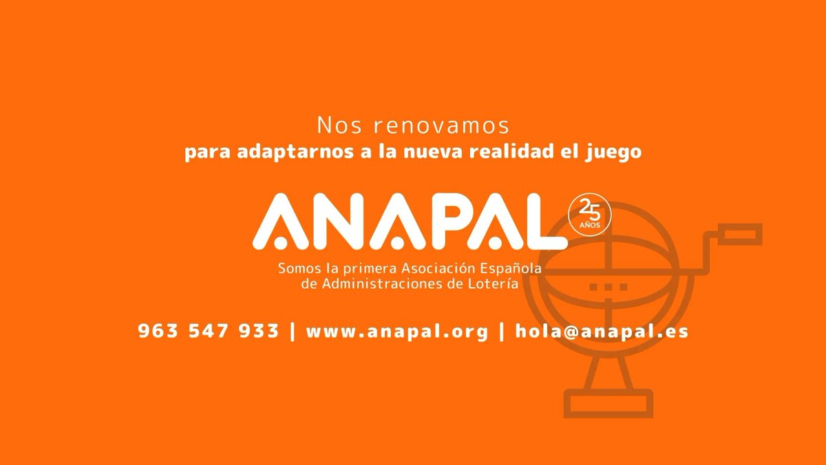 loterias_anapal's tweet photo. Somos la primera Asociación Española de Administraciones de Lotería 🌐 Más de 25 años trabajando en defensa de la profesión de lotero 🔶

#JuntosSomosMásFuertes #loteros #loteras #SELAE #lotería #loterianacional #loteriaespaña #bonoloto #primitiva #quiniela #quinigol #Anapal https://t.co/eAhTYHdAV3