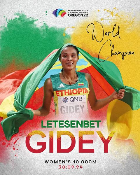 AddisYouth's tweet photo. እንኳን ደስ አላችሁ እንኳን ደስ አለን!!
በዓለም አትሌቲክስ ሻምፒዮና ኢትዮጵያ በለተሰንበት ግደይ የወርቅ ሜዳሊያ አገኘች
ሐምሌ 9/ 2014ዓ.ም አዲስ አበባ https://t.co/3V2PdZOFho