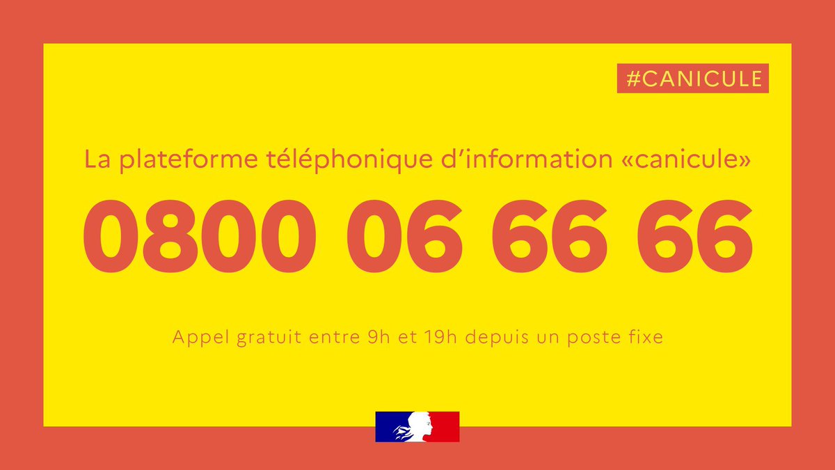 ⚠️🟠 #VigilanceOrange #Canicule
Le n° vert Canicule info service vous permet en cas de besoin d’obtenir des conseils de protection pour vous et votre entourage.
En cas de malaise, composez le 15.