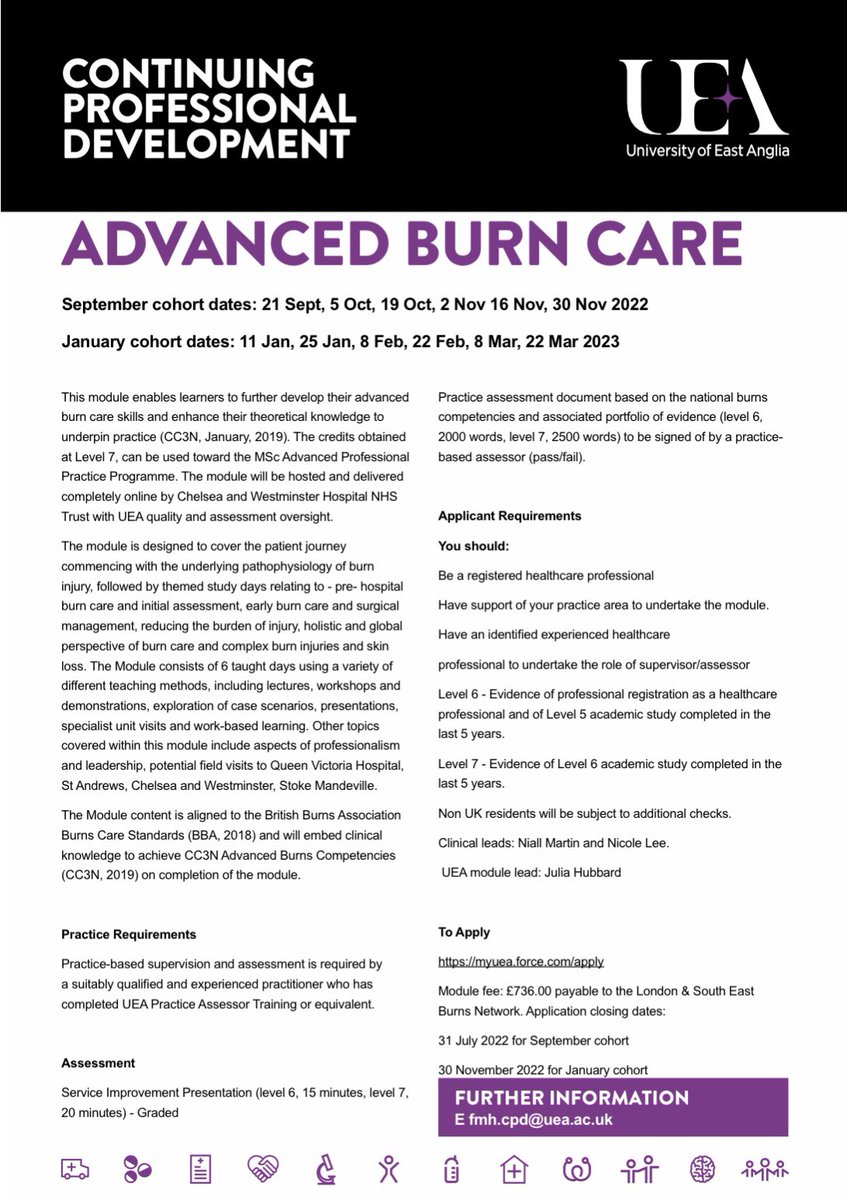 Can not believe it’s our next module intake 😳 it’s been such a pleasure working with the first cohort and can’t wait to see the service improvement projects make a real difference to future burn care 😊 looking forward to meeting our next enthusiast burns professionals sept22
