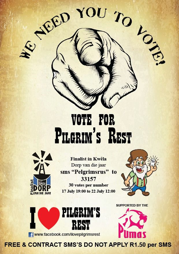 pilgrim_sa's tweet photo. A win for Pilgrim's Rest is a win for #MpumalangaTourism. Vote and retweet. #Pilgrimsrest #panoramaroute @oupapilane @KrugerLowveld  @dscr https://t.co/58m3PoDciL