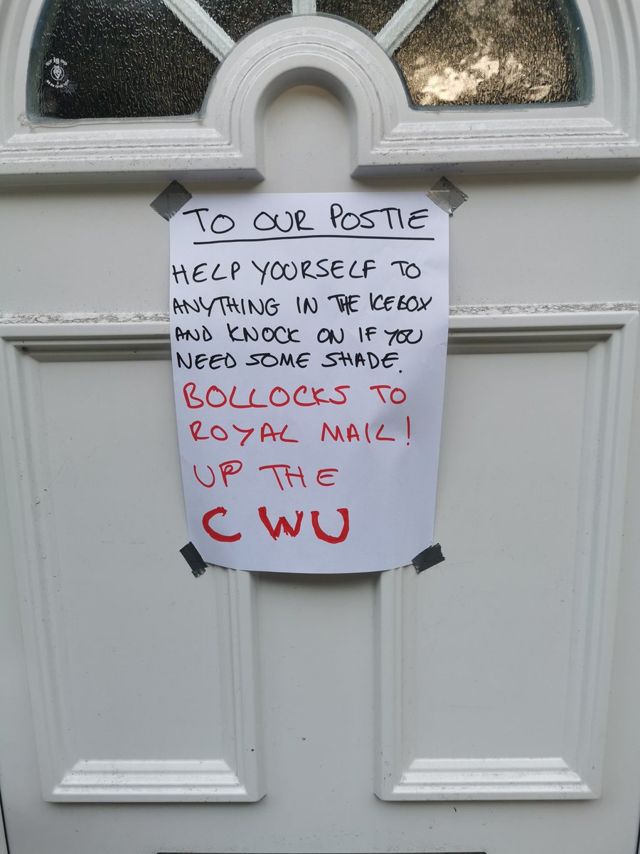 Spare a thought for your postie today, working in this crazy heat with sfa support from the profiteering bosses at Royal Mail. Give them a cold drink, some sun cream, tell them you appreciate them and back their fight for decent pay. @CWUnews Community heroes, all of you!
