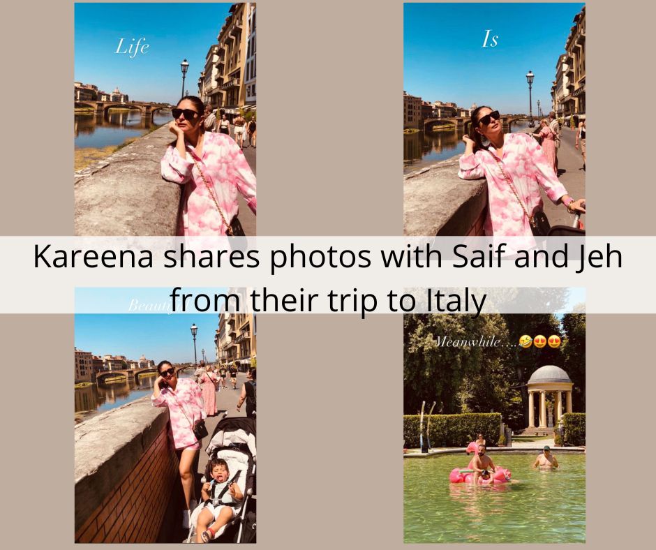 Bebo feels that Life is beautiful, shares photos from trip to Italy. While Kareena and Jeh were enjoying Ponte Vecchio, Saif was enjoying his time in the swimming pool with Taimur. 
#KareenaKapoorKhan #SaifAliKhan #TaimurAliKhan #jehangiralikhan #bollywood #BollywoodNews