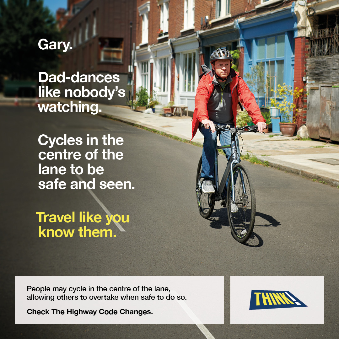 The #HighwayCode has changed. People may cycle in the centre of the lane, including at junctions and on
narrow roads and bends. #TravelLikeYouKnowThem, check the #HighwayCode changes here:
gov.uk/dft/highwaycod…