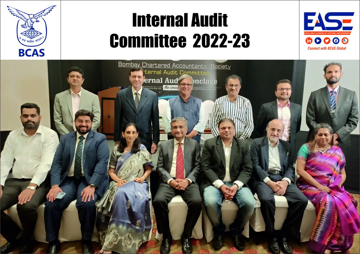 bcasglobal's tweet photo. We at Bombay Chartered Accountants’ Society are pleased to welcome all the members of the BCAS Internal Audit Committee 2022-23 https://t.co/EjHYHafhAY
