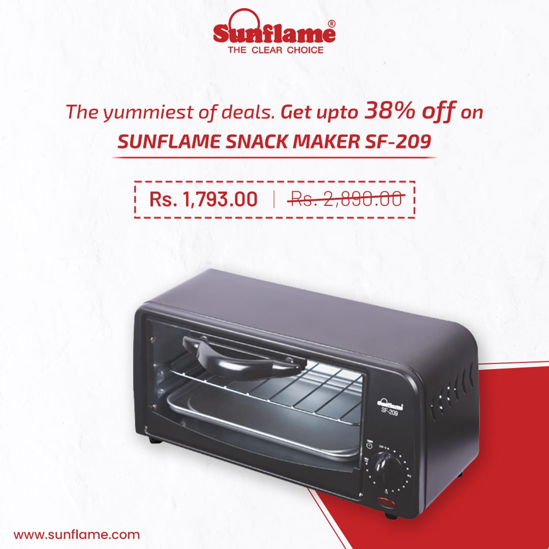 SunflameIndia's tweet photo. Avail upto 38% discount on SNACK MAKER SF-209 BLACK with Sunflame
.
Check our products: https://t.co/kp0Y2OTFlA.
#sunflame #theclearchoice #snackmaker #food #cooking #kitchenappliances #cookingathome #kitchendesign #healthysnacks #snackideas #easycooking #foodrecipes #fresfood https://t.co/BTV5qU7AoS