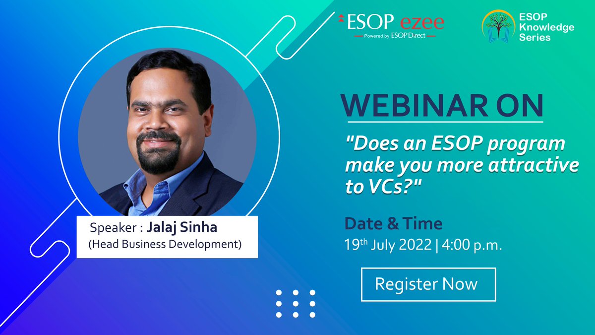 Hurry, book your spots now for a free interactive webinar on “Does an ESOP program make you more attractive to VCs?”
Register Now!!: lnkd.in/e262Sy2m
#employeeownership #workshop #webinar #employeestockoptions #employeeowned #startup #companies #unicorns