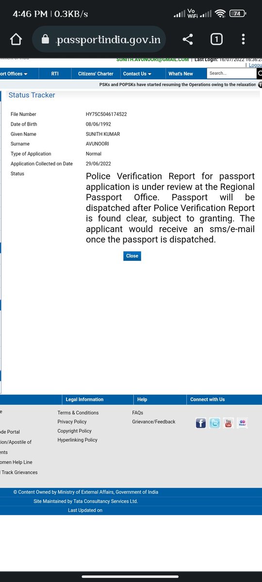 sunithkumars's tweet photo. @rpohyderabad Sir
My passport printing and dispatch is pending since 15 days. Kindly do the needful ASAP as it is most emergency for me https://t.co/AtPC9rxyy5