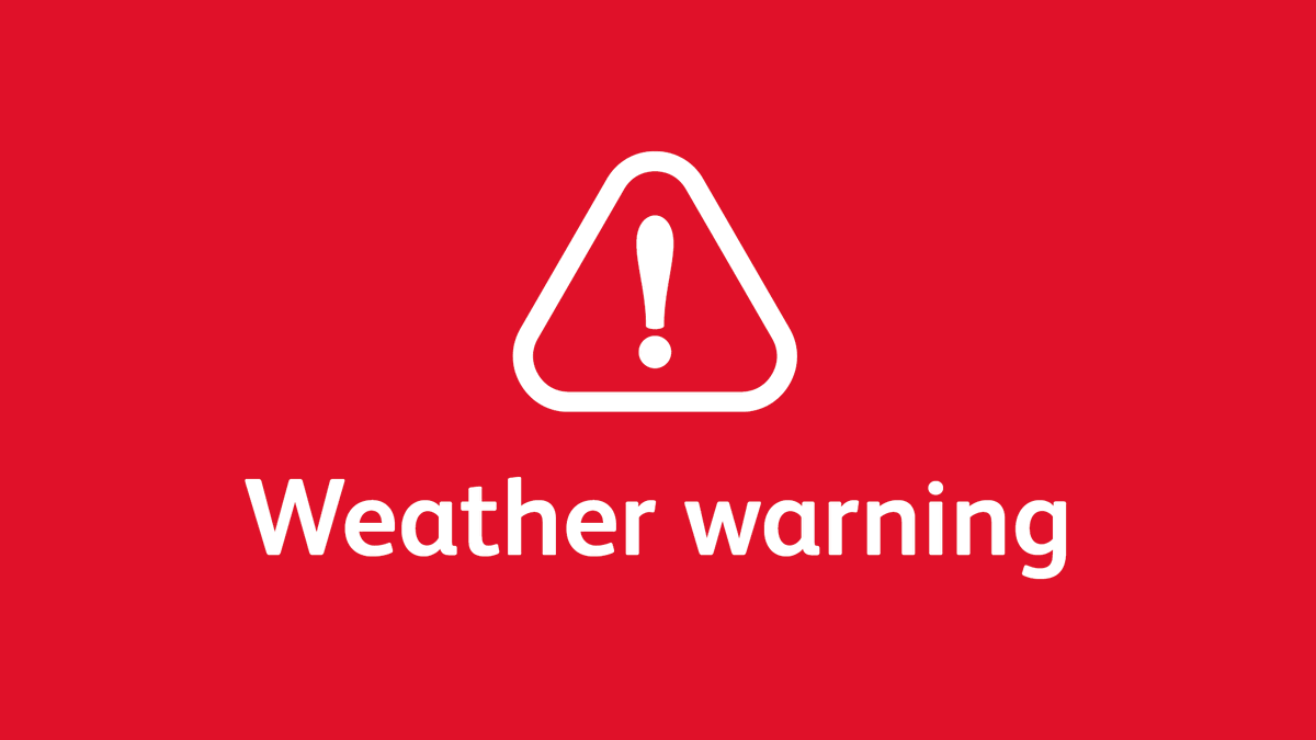 🔴 A red weather warning is in place 🔴 ⚠️ Only travel if absolutely necessary ⚠️ ℹ️ More info ➡️ bit.ly/3zdlMIl
