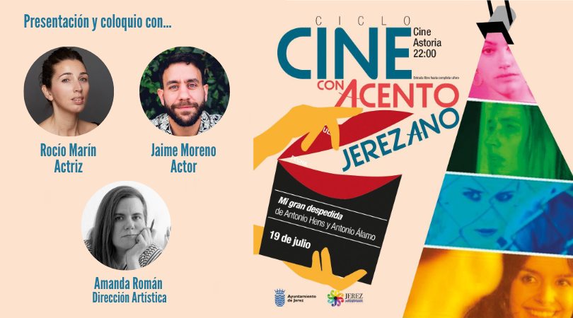Comienza por tercer año consecutivo el Ciclo de Cine de Verano #ConAcentoJerezano En la sesión de apertura contaremos con la participación de Rocío Marín y Jaime Moreno, tras la exhibición del corto “450 € con WiFi”, y de la comedia “Mi gran despedida”. facebook.com/GanemosJerez/p…