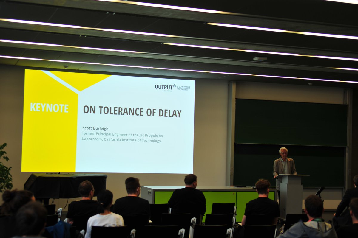In early July we participated in the yearly event “OUTPUT” of the <a href="/tudresden_de/">TU Dresden</a>. Our team member Scott held a keynote speech on the theme “On Tolerance of Delay”. Furthermore, we were proud to award the <a href="/_D3TN_/">D3TN</a>  prize to a student to reward his outstanding master´s thesis.