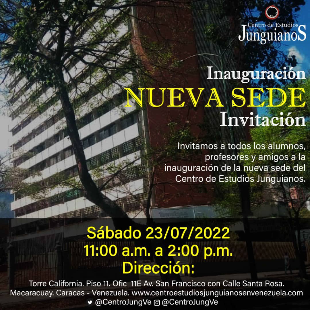 CentroJungVe's tweet photo. Están invitados profesores, alumnos y amigos a la inauguración de nuestra nueva sede en la Torre California el sábado 23 a las 11 am. Muy entusiasmados con esta nueva etapa retomando  nuestras actividades de forma presencial.  ,🎊 https://t.co/4ZN4f2a7yS