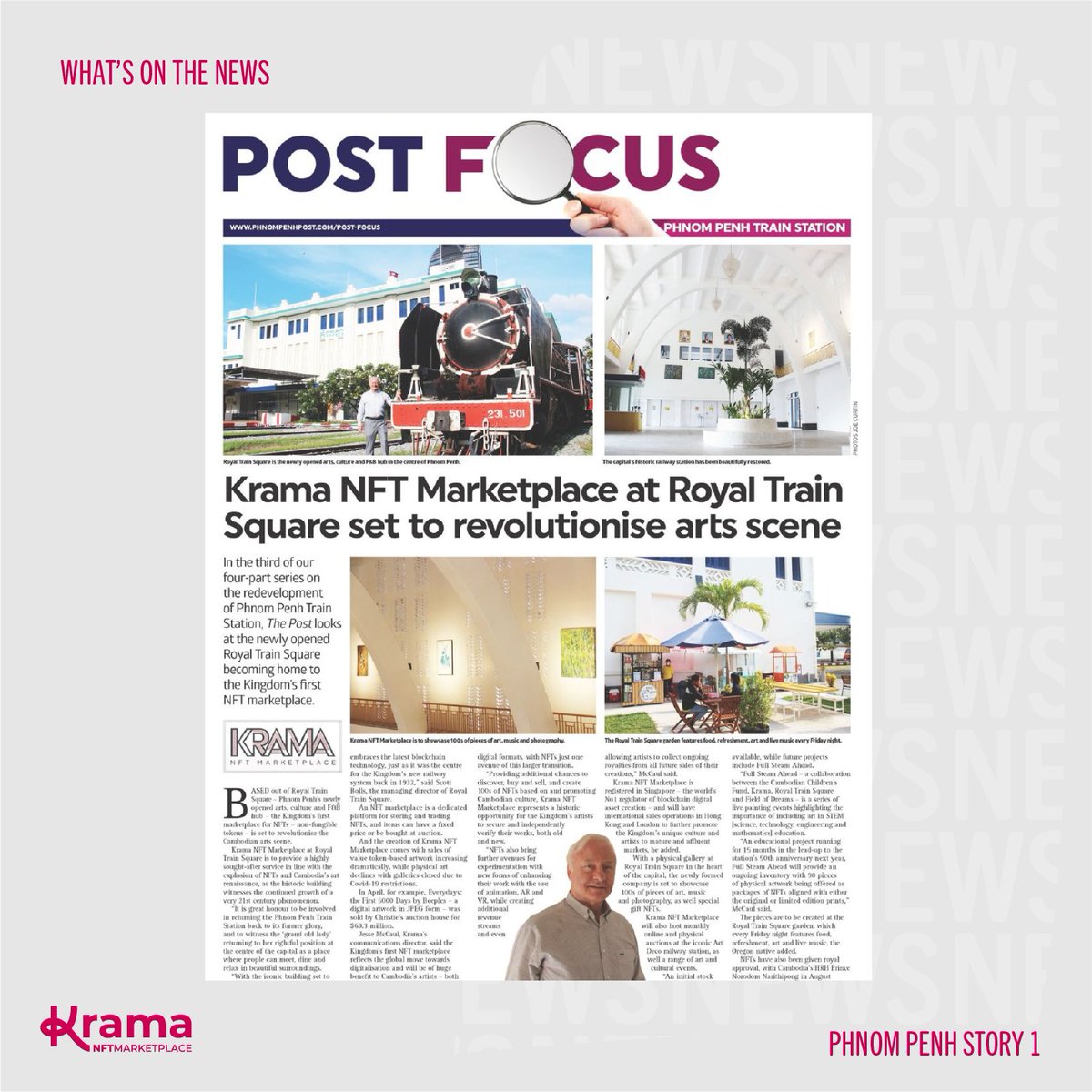 KramaNft's tweet photo. @phnompenhpost "Krama NFT Marketplace at Royal Train Square set to revolutionise arts scene"
Full article: https://t.co/NlFE5C5obS

Stay connected with us:
🌐 https://t.co/BR3pEmamiI
👉 All Channels https://t.co/zuinEU7adQ
📧 contact@kramanft.com https://t.co/GhdwtCmfhr