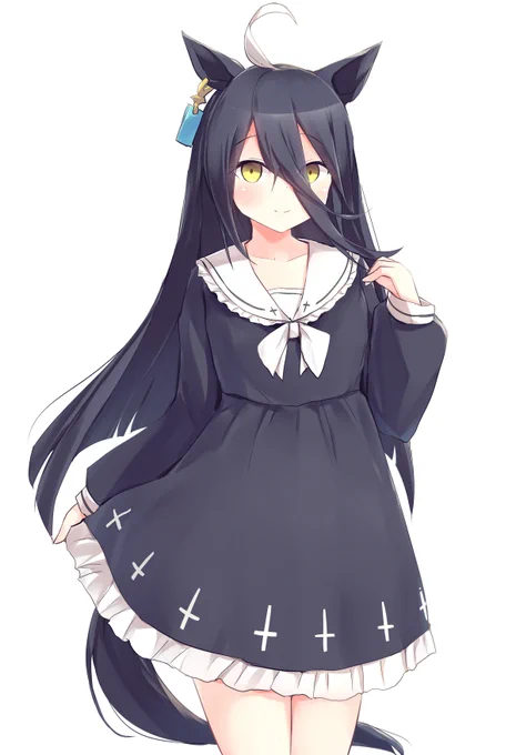 カフェ rkgk #ウマ娘 シンプルなゴスロリワンピ的なの 