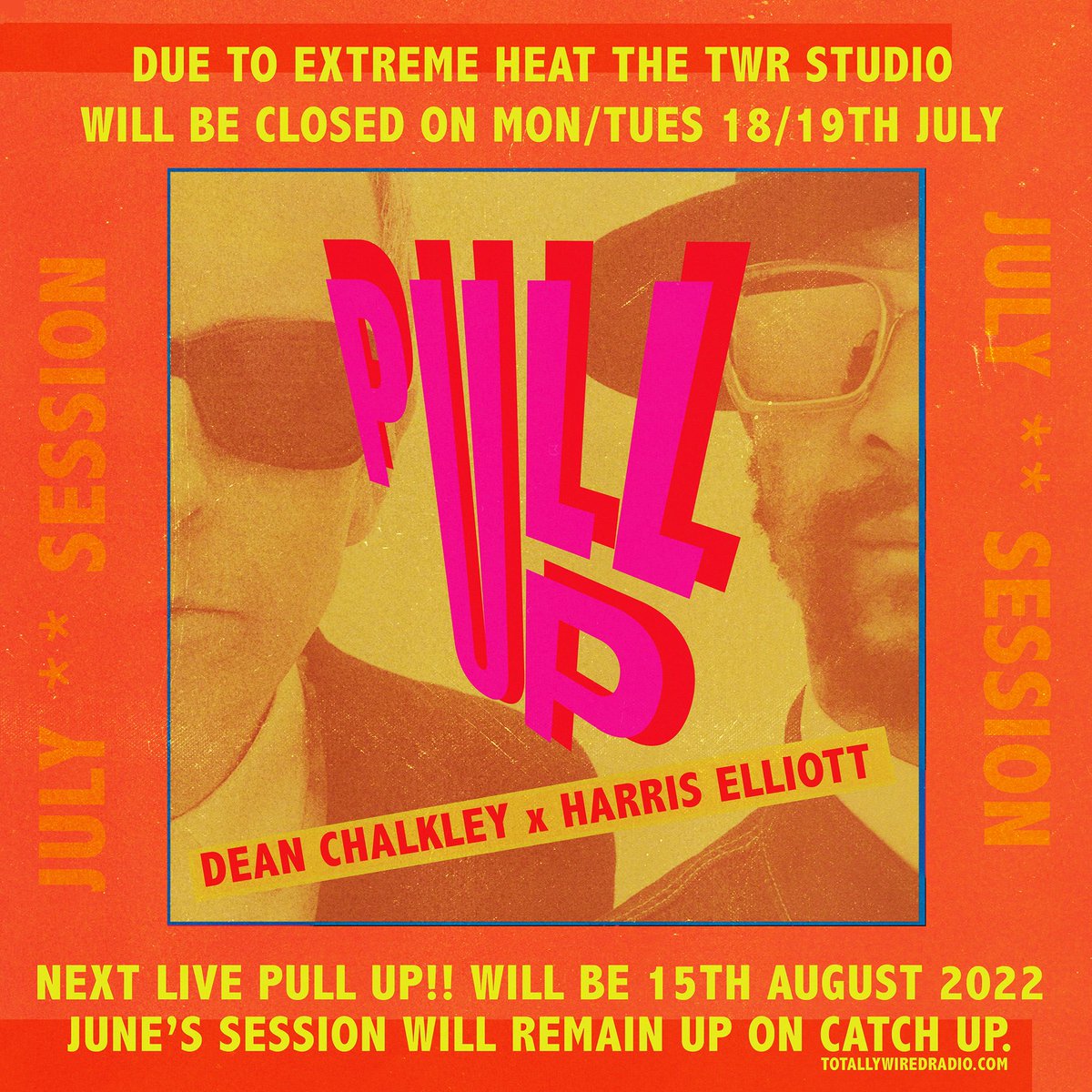 Due to the extreme heat conditions the TWR studios will be closed on Monday & Tuesday so we can’t do our planned monthly PULL UP!! Still last months slice of sonic will remain up on the ‘Catch Up’..take care out there & keep cool totallywiredradio.com/pull-up/