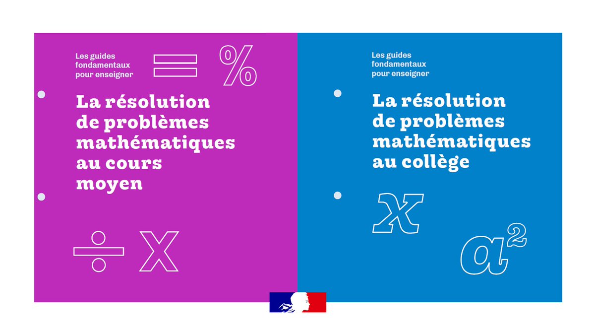 La résolution de problèmes est au cœur des apprentissages en mathématiques.

Deux #GuidesFondamentaux pour les cycles 3 et 4 permettent de construire un enseignement plus efficace et de consolider la #LiaisonÉcoleCollège

▶ tinyurl.com/y99p2bts   @eduscol_prim @eduscol_maths