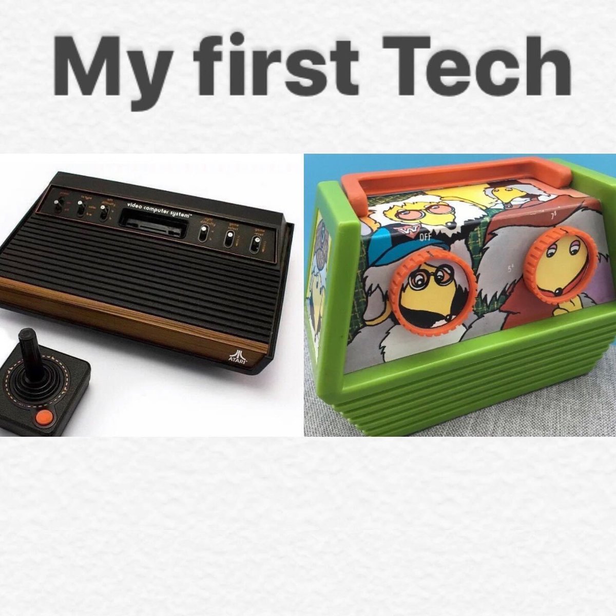 AntiqueDust's tweet photo. Let’s play a game. What were the first pieces of tech’ that you owned, I’ll start: #myfirsttech

Mine were 

#Atari Console 

#Wombles Radio https://t.co/9XsQNjKF4b