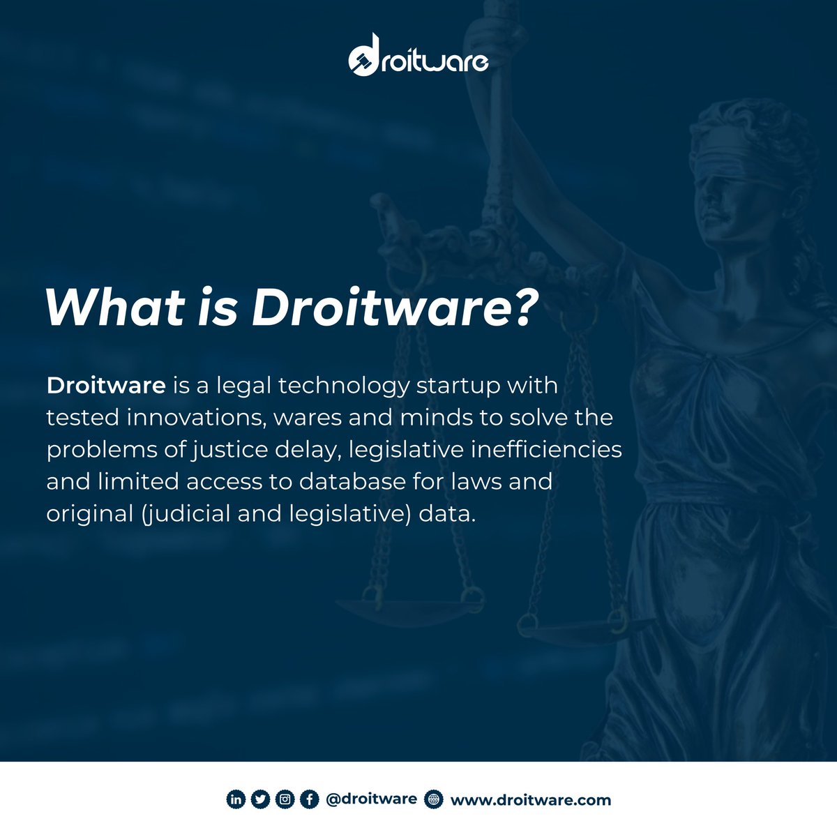 droitware's tweet photo. Droitware is here to stay, innovate and solve. Stay in touch and watch this space.
#legaltech #judicialtech #technology #startup.
https://t.co/xT9GcWqNtq https://t.co/buhaI4BDVH