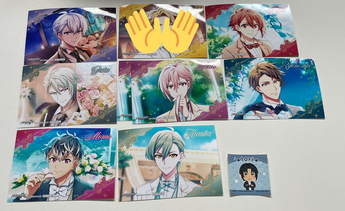 【交換＞譲渡】アイナナ マリマリ いらすとや 特典

譲）ポストカード 一織 壮五 千 虎於
アクスタ 楽 天
ブロマイド 壮五 陸 楽 天2 龍之介 百 悠
ステッカー 一織

求）同異種 環＞定価(特典はマリマリ300円いらすとや200円)

異種に関してはリプに続く

京都、日により都内手渡し

→