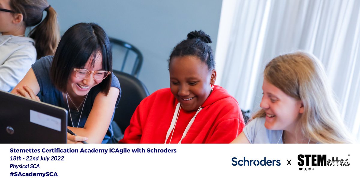 Stemettes's tweet photo. Yay! Our @Stemettes HQ are starting a professional #agile Certification today w/ @QA_Ltd thanks to support from @Schroders. The in-person event will include speed mentoring with #STEM professionals and careers clinics too. 🤩

#SAcademyQA #GirlsInSTEM https://t.co/GNspAVtfn0