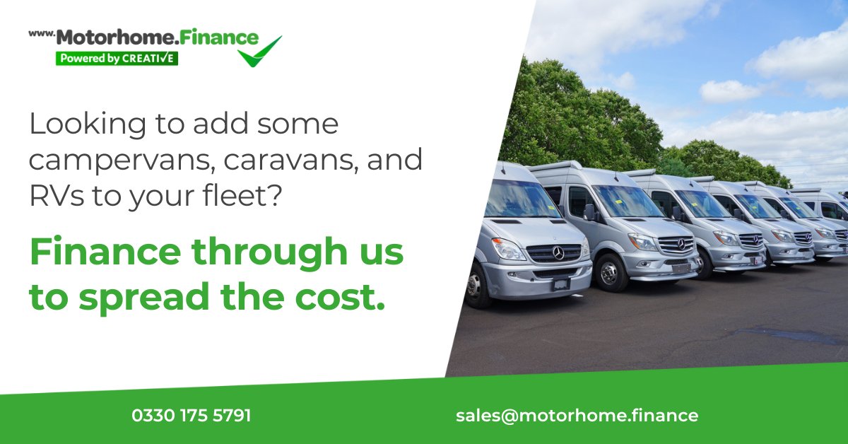 CreativeMhome's tweet photo. Are you a motorhome dealership looking for finance solutions for your customers? Give Creative a try - big enough to help, small enough to care 🤝

With a large panel of funders, 13 years in the business, and a team of motorhome experts, why not give us a call?

🤙 0330 175 5791 https://t.co/Y58CnP44Fd