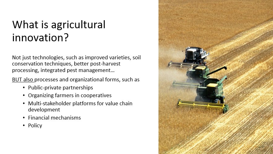ASARECA's tweet photo. Agricultural Innovation is not just technologies, such as #improvedvarieties, #soilconservationtechniques, better #postharvestprocessing, #integratedpestmanagement but also processes and organizational forms, such as
#Publicprivate partnerships #Organizingfarmers in #cooperatives https://t.co/ox8zrPd9y7