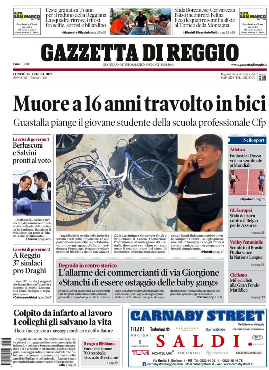 Ecco la nostra prima pagina di oggi.

Ci trovate in edicola e in versione digitale sul nostro sito 

gazzettadireggio.it

#buongiorno #reggioemilia #gazzettadireggio #primapagina #edicola #quotidiano