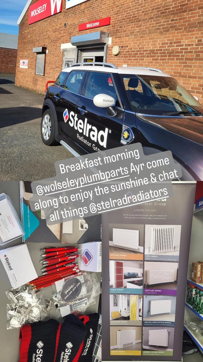 StelradScotland's tweet photo. Come along to @WolseleyUK Ayr branch to chat all things @Stelrad 
#radiators #plumbing #summer mornings https://t.co/93Ya0YqAiB