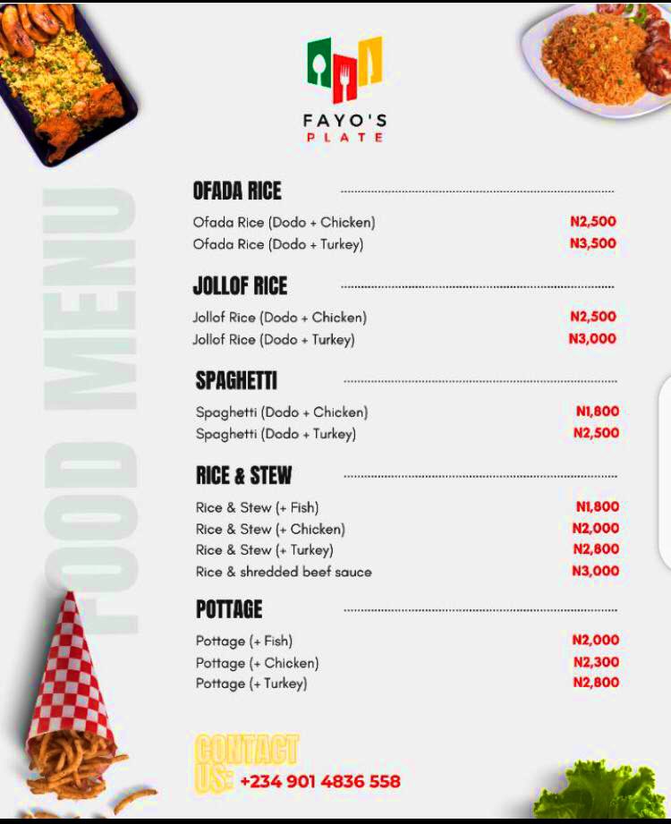 LadyOMary's tweet photo. Hunger is not your portion, this week; #FayosPlate is at your service! 

Other dishes available on request. 

To place your order, please, call or send a WhatsApp message to +234 901 483 6558 

Looking forward to serving you soon! https://t.co/pWsEJ1fHw2