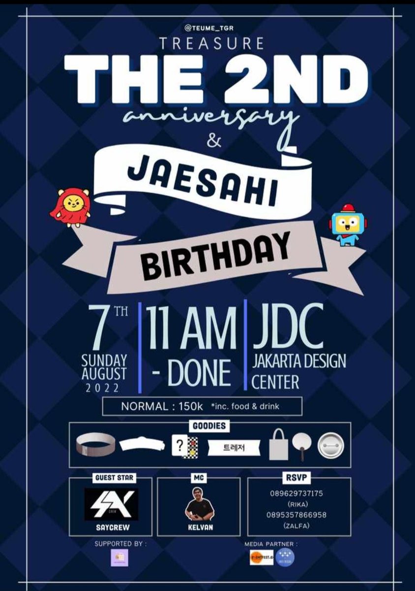 teume_tgr's tweet photo. TEU-HA‼️🙌
We have a good news for you all Teume around Jabodetabek!!!📢 ✨

Treasure Makers Tangerang will celebrate Treasure 2nd Anniversary and Jaesahi's Birthday🎊 

Let's join us and feel the excitement 🤩👋 

RSVP NOW‼️🥳🥳🥳 https://t.co/xWge6co1CE