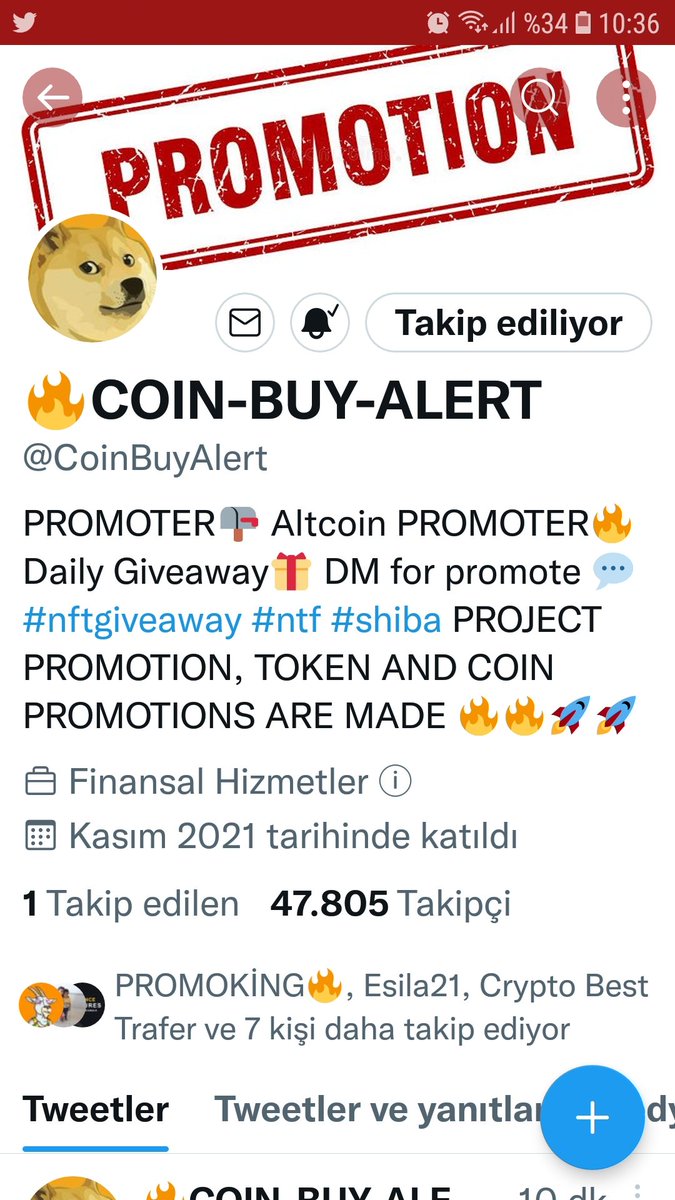 @CoinBuyAlert Takipteyiz bol şanslar Dm ler açık