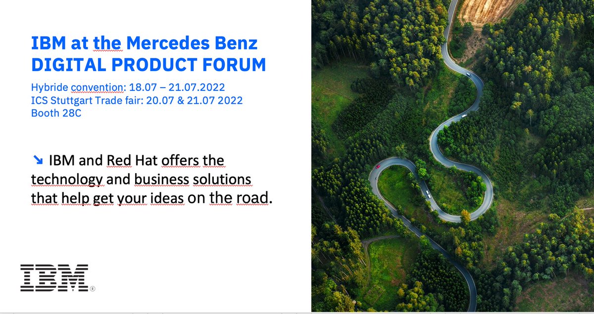 We’re looking forward to face-to-face meetings, networking time and guided tours this week at this years  <a href="/MercedesBenz/">Mercedes-Benz</a> #DigitalProductForum. Our experts at <a href="/IBM/">IBM</a> Booth 28C will be happy to show you more about #IBM technologies. Join already today the digital part #data #AI