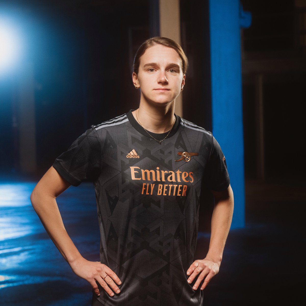 Arsenal's tweet photo. Back in black ♣️

Introducing The Arsenal x @adidasfootball 22/23 Away Kit 😎