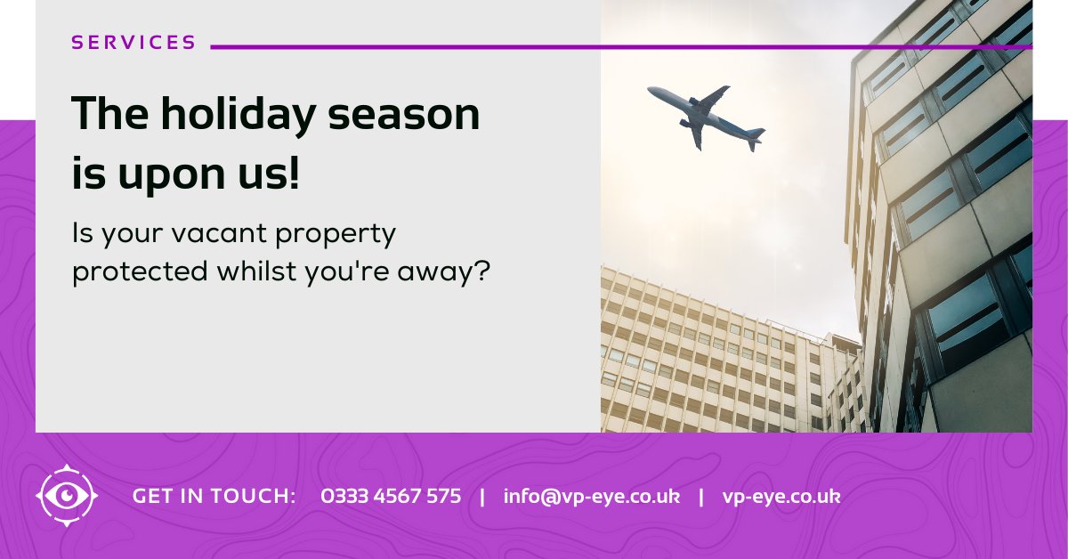 vpeye1's tweet photo. As the #holiday season approaches, who's protecting your #vacantproperty? ☀️ 

Our team can provide the following services: 

🚨 Mobile patrol 
🔎 Weekly inspections 
🎥 CCTV monitoring 
🏃‍♂️ Alarm response 

Find out more: https://t.co/mhmuJvnBaw

#security #summer22 https://t.co/dO2orQDQT4