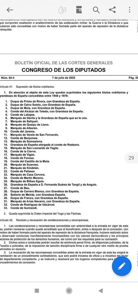 PspvAlfara's tweet photo. Ley de supresión de los títulos nobiliarios concedidos en 1948 y 1978. Pspv-Psoe #transformarparaavanzar https://t.co/KixTawGtA6
