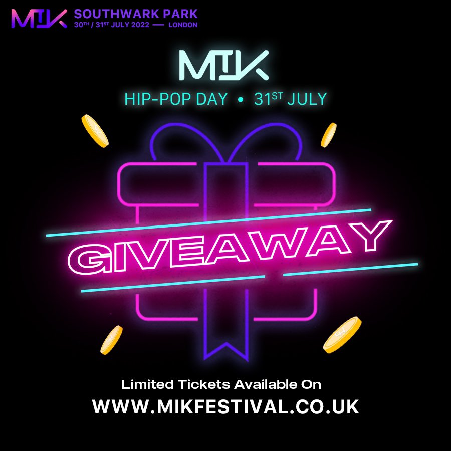 mikfestival's tweet photo. MIK Festival 2022 ✨ Hip-Hop DAY in London 🇬🇧

@mikfestival IS ORGANISING Hip-Hop FANS GIVEAWAY 🏆 

‼️WIN A PAIR OF GOLDEN STANDING TICKETS FOR LONDON Hip-Hop DAY SHOW

‼️FIND INFORMATION ABOUT HOW TO JOIN BELOW

#mikfestival #mikhiphopday https://t.co/EQYWBZt4k9