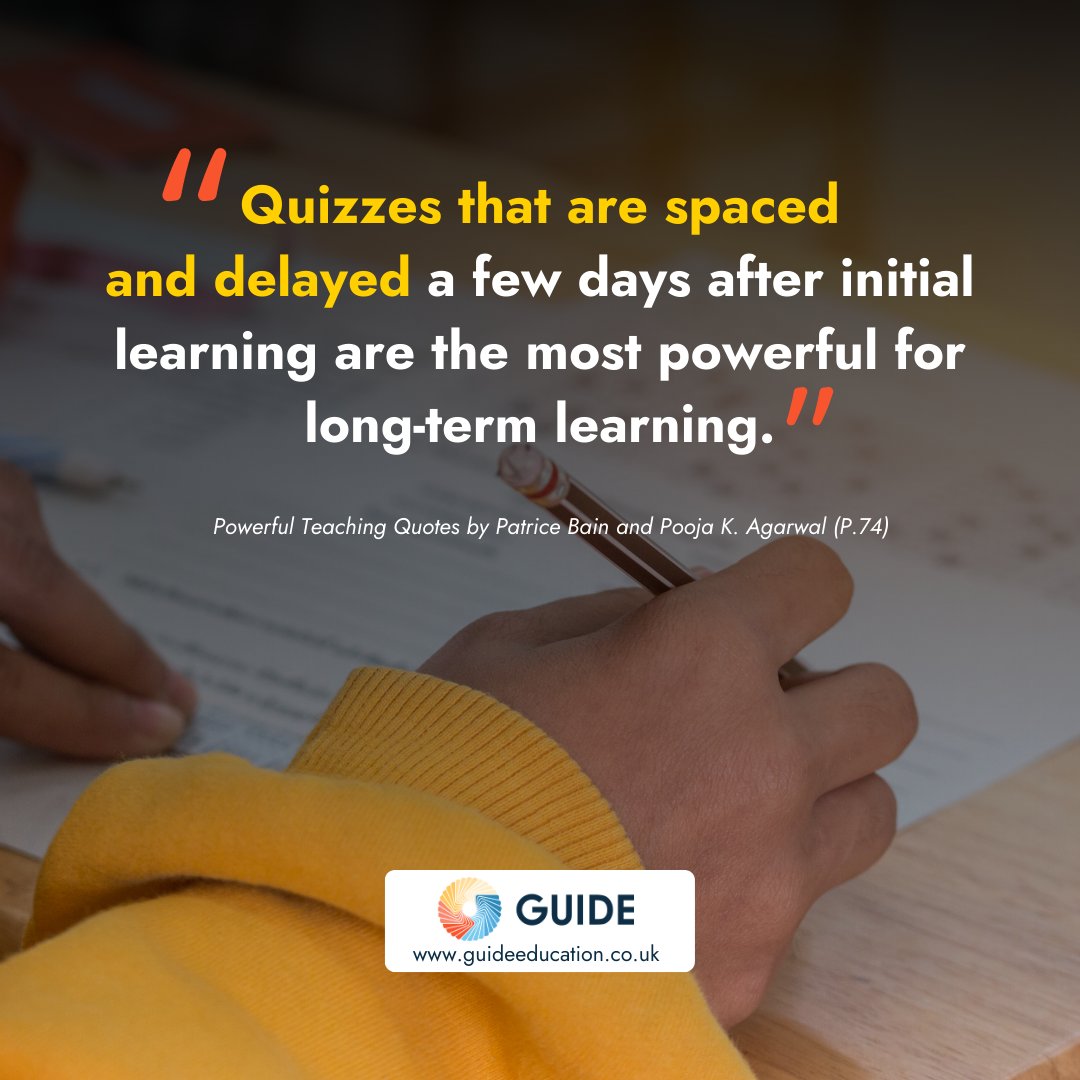 GuideEducation_'s tweet photo. 📝 Don't let a quizzes fail you. Spaced and Delayed Quizzes are the most powerful way to remember what you've learned 👍

#spacedrepetition #flashcards #instagram #quiz #instantfun #spacedrepetitionflashcards #spacedreps #quizzes #quizme #quizmeister https://t.co/AXU8zF7DmR