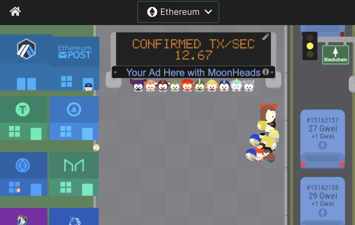 Ethereum is growing! <a href="/arbitrum/">Arbitrum</a> is now live on TxStreet (in beta) - represented by a shopping mall. The first major expansion to Ethereum Street.

txstreet.com/v/eth-arbi

1/4