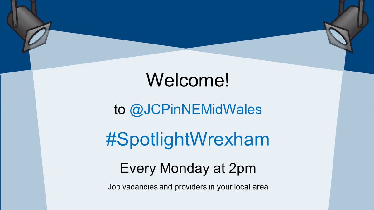 JCPinNEMidWales's tweet photo. Welcome to @JCPinNEMidWales #SpotlightWrexham hour! Stay tuned for Jobs and Provider support in your local area! https://t.co/wfNM7WJKkv