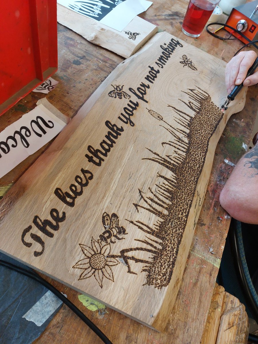 NHSLHI's tweet photo. The Quit Your Way team in NHS Lanarkshire has been working with @CCInitiatives to create new No Smoking signs for our hospital community gardens! 

Have a sneak peak at the signs being made!🐝🌻 https://t.co/7DF08IjtdP